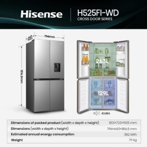 Hisense 394L PureFlat Door Fridge with Water Dispenser for sale