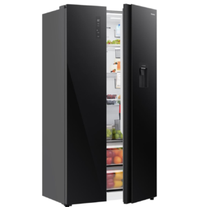 Hisense 541L Glass Black Side-by-Side Fridge - Smart Cooling for sale