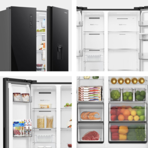 Hisense 541L Glass Black Side-by-Side Fridge for sale