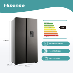 Hisense 508L Side-by-Side Fridge - Titanium Inox for sale