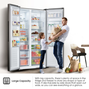 Hisense 508L Side-by-Side Fridge - Titanium Inox for sale online