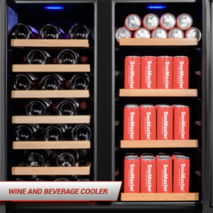 SnoMaster 34 Bottle + 95L Wine & Beverage Cooler – Dual Door Fridge for sale